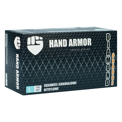 Rękawice nitrylowe, bezpudrowe, wytrzymałe, pomarańczowe (100 szt.) - Hand Armor