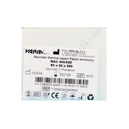 Papier do EKG MAC 400/600 80 x 90 mm x 280 kr. (1 szt.)