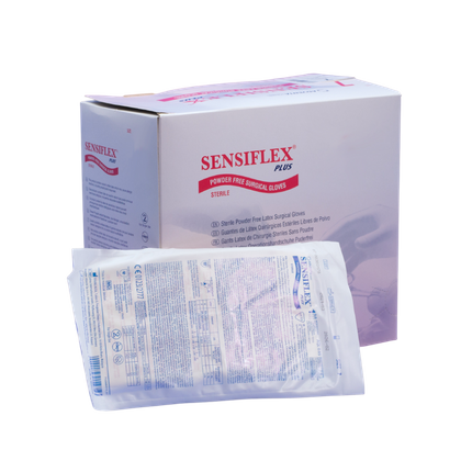 Sensiflex - Rękawice lateksowe, bezpudrowe sterylne (1 para)