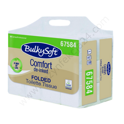 Papier toaletowy w składce ZZ miękki, 2-warst. biały, 24 m (6000 listków) - BulkySoft Comfort