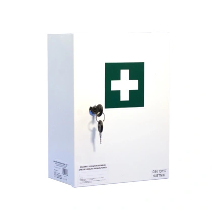 Apteczka ścienna, stalowa „30” DIN 13157 + aparat do sztucznego oddychania