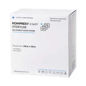 Kompresy gazowe 17. nitkowe 8. warst. 10 x 10 cm (op. 100 x 3 szt.) sterylne - Intra Med