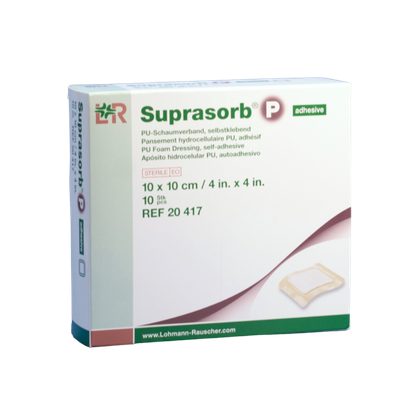 Opatrunek piankowy SUPRASORB P Adhesive 10 x 10 cm, przylepny (10 szt.)