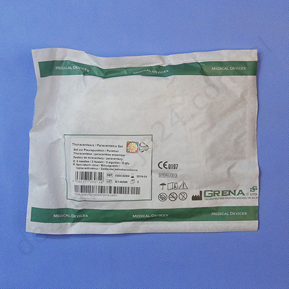 Zestaw do punkcji jamy opłucnej (paracentezy) z zastawką bezzwrotną, 3 igły