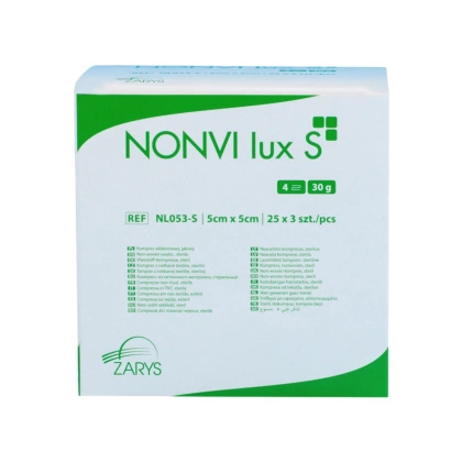 Kompresy włókninowe NONVI lux S, jałowe 5 x 5 cm (25 x 3 szt.)