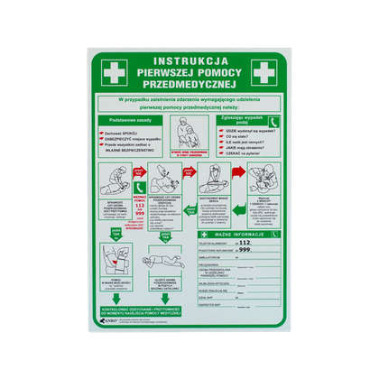 Instrukcja pierwszej pomocy przedmedycznej 250x350 do apteczki