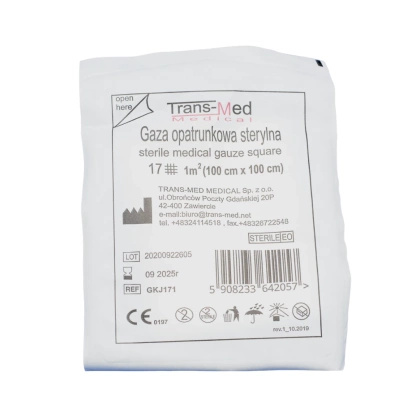 Gaza opatrunkowa 17. nitkowa 1 m2 STERYLNA - TM