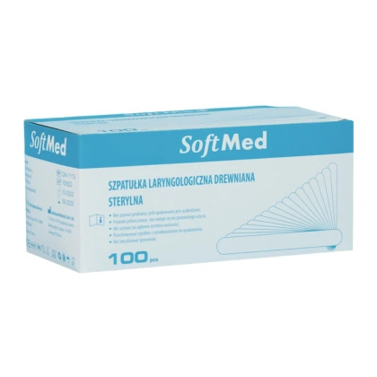 Szpatułka laryngologiczna drewniana (100 szt.) - sterylna - Softmed