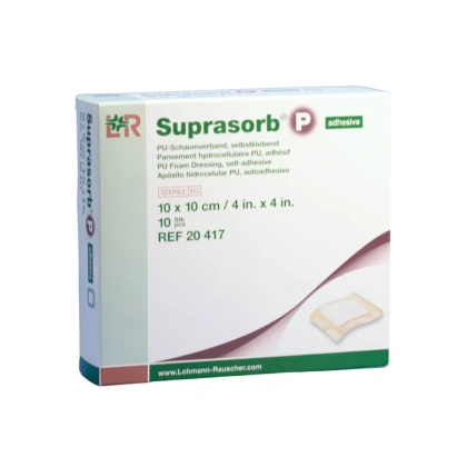 Opatrunek piankowy SUPRASORB P Adhesive 10 x 10 cm, przylepny (10 szt.)