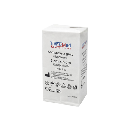 Kompresy gazowe 17. nitkowe 8. warst. 5 x 5 cm (100 szt.) - TransMed