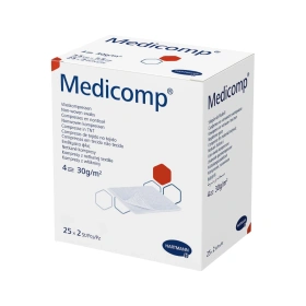 Kompresy włókninowe 4. warst. MEDICOMP 5 x 5 cm. (25 x 2 szt.) sterylne