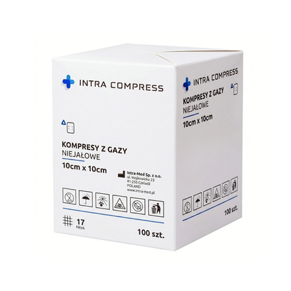 Kompresy gazowe 17. nitkowe 12. warst. 10 x 10 cm (100 szt.) - Intra Med