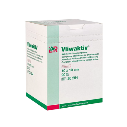 VLIWAKTIV 10 x 10 cm. Opatrunek z węglem aktywowanym chłonny (20 szt.)