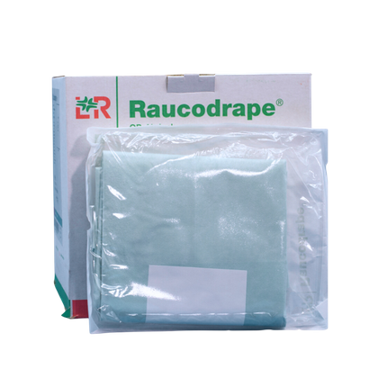 RAUCODRAPE - Serweta okulistyczna,150 x 150 cm. (otw.7 x 10cm) STERYLNA, Z WORKIEM NA PŁYNY