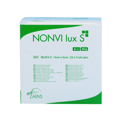 Kompresy włókninowe NONVI lux S, jałowe 5 x 5 cm (25 x 3 szt.)