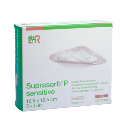 Opatrunek piankowy SUPRASORB P Sensitive border 12,5 x 12,5 cm (10 szt.)