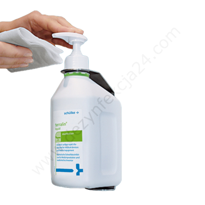 Uchwyt ścienny do butelki 500 ml, metalowy DIN32 z dozownikiem