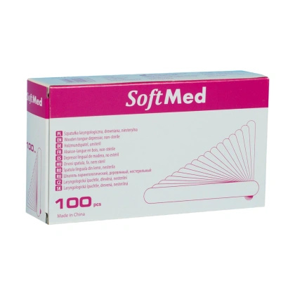 Szpatułka laryngologiczna drewniana (100 szt.) - niesterylna - Softmed