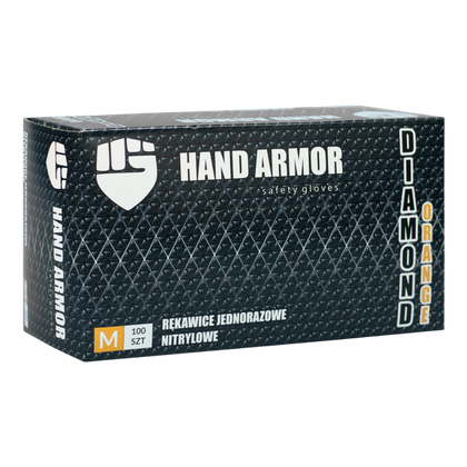 Rękawice nitrylowe, bezpudrowe, wytrzymałe, pomarańczowe (100 szt.) - Hand Armor