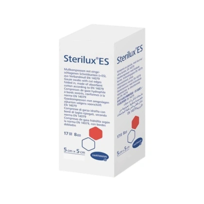 Kompresy gazowe 17. nitkowe 8. warst. Sterilux ES 5 x 5 cm. (40 szt.) sterylne - Hartmann