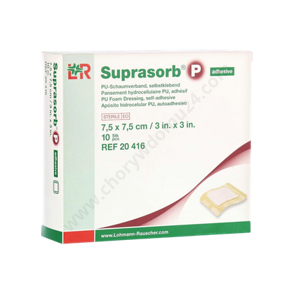 Opatrunek piankowy SUPRASORB P Adhesive 7,5 x 7,5 cm, przylepny (10 szt.)