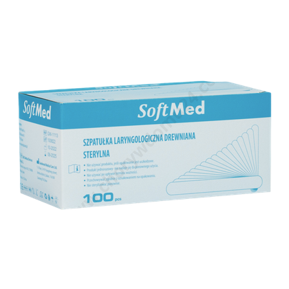 Szpatułka laryngologiczna drewniana (100 szt.) - sterylna - Softmed