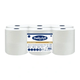 Ręcznik papierowy autocut PRO 3-warstwowy, biały, 150 m (6 rolek) - BulkySoft