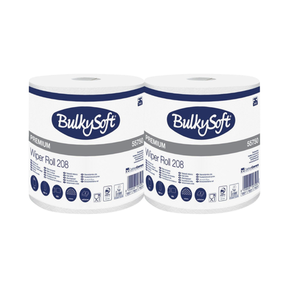 Czyściwo papierowe w rolce, białe, 208 m (2 szt) - BulkySoft