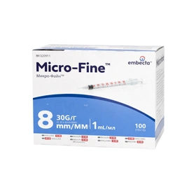 Strzykawka trzyczęściowa do insuliny 1 ml U-40 z igłą 0,3 x 8 mm (100 szt.)