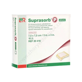 Opatrunek piankowy SUPRASORB P Adhesive 7,5 x 7,5 cm, przylepny (10 szt.)