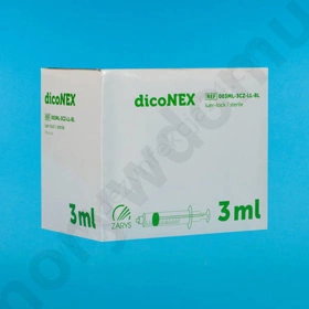 Strzykawka trzyczęściowa 3 ml LL, zielony tłok (100 szt.) - dicoNEX