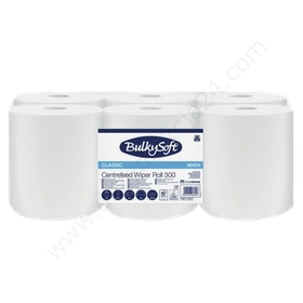 Ręcznik w roli, 1-warstwowy, centralnie dozowany, MAXI, classic, biały, 300 m, (6 rolek) - BulkySoft