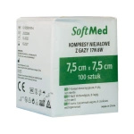 Kompresy gazowe 13. nitkowe 8. warst. 7,5 x 7,5 cm (100 szt.) - SoftMed