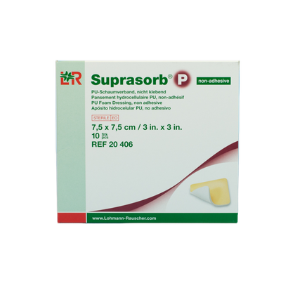 Opatrunek piankowy SUPRASORB P 7,5 x 7,5 cm, nieprzylepny (10 szt.)