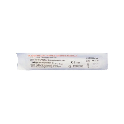 Kaniula iNJECT Microcannula 25G 0,5 x 50 mm tępo zakończona, ze znacznikiem głębokości i otworem bocznym (1 szt.) - Biomedico