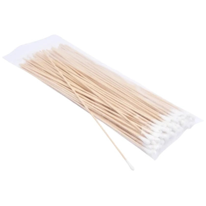 Pałeczka do wymazów drewniana z wacikiem 23 cm. niesterylna (op. 100 szt.)