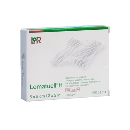 Lomatuell H 5 x 5 cm. Maściowy opatrunek tiulowy z parafiną (10 szt.)