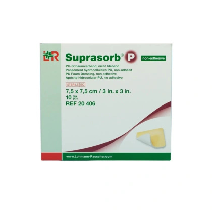 Opatrunek piankowy SUPRASORB P 7,5 x 7,5 cm, nieprzylepny (10 szt.)