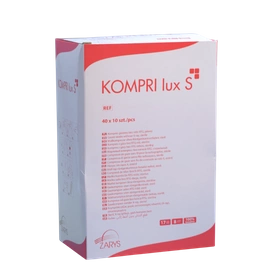 Kompresy gazowe 17. nitkowe 8. warst. KOMPRI lux S 10 x 10 cm (40 op. x 10 szt.) STERYLNE - Zarys