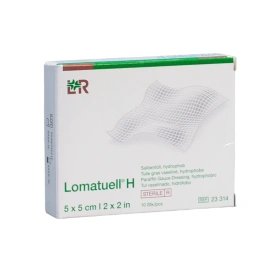 Lomatuell H 5 x 5 cm. Maściowy opatrunek tiulowy z parafiną (10 szt.)