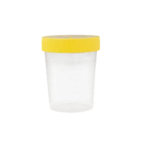 Pojemnik do moczu 100 ml. STERYLNY, nakrętka <ŻÓŁTA> (1 szt.) - Bene (100-120 ml)