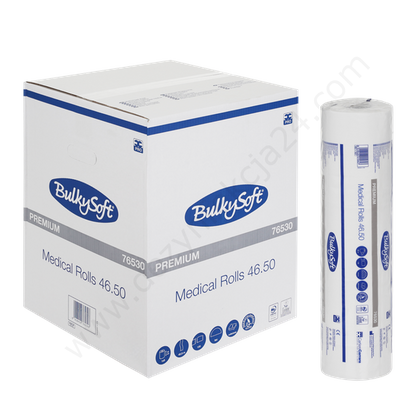 Podkład w rolce, medyczny, celulozowy, 50 cm x 46 m,<br>perforacja co 34 cm (9 szt.), biały - BulkySoft