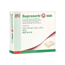 Opatrunek piankowy SUPRASORB P Adhesive 7,5 x 7,5 cm, przylepny (10 szt.)