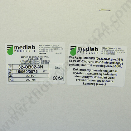 Zestaw do OB na 1,6 ml krwi (200 kpl.) -  Medlab