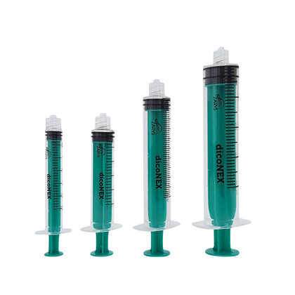 Strzykawka trzyczęściowa 5 ml LL, zielony tłok (100 szt.) - dicoNEX