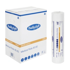Podkład w rolce, medyczny, celulozowy, 60 cm x 80 m,<br>perforacja co 38 cm (6 szt.) - biały BulkySoft