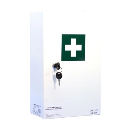 Apteczka ścienna, stalowa „40” DIN 13157 + aparat do sztucznego oddychania