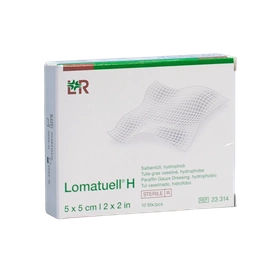 Lomatuell H 5 x 5 cm. Maściowy opatrunek tiulowy z parafiną (10 szt.)