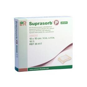 Opatrunek piankowy SUPRASORB P Adhesive 10 x 10 cm, przylepny (10 szt.)