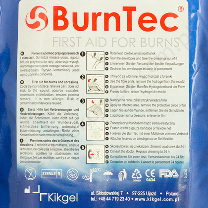Opatrunek hydrożelowy ratunkowy na twarz BurnTec 25 x 25 cm.